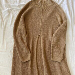 New with tags FP beach chunky sweater with slit & small turtleneck tan Size:XS.